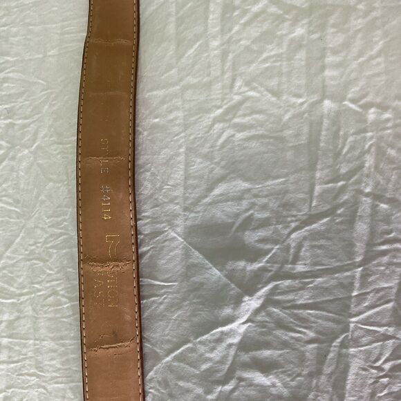 Vtg Motion East Leather Belt  Brass Buckle Ornate Buckle Brown Pattern L USA - Picture 6 of 8